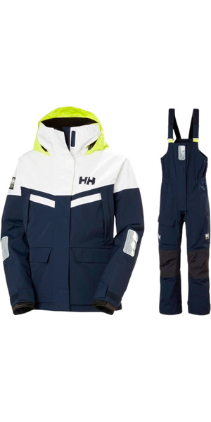 2025 Helly Hansen Womens Pier 4.0 Jacket & Bib Sailing Suit HHWPJAPBBN - Navy